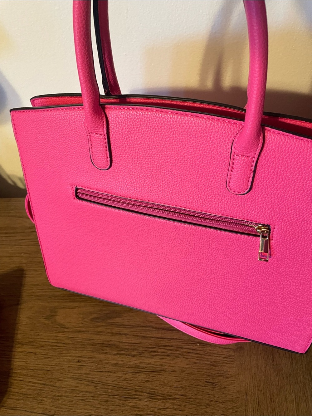 Bright Pink Structured Tote with Matching Wallet - Picture 4 of 5
